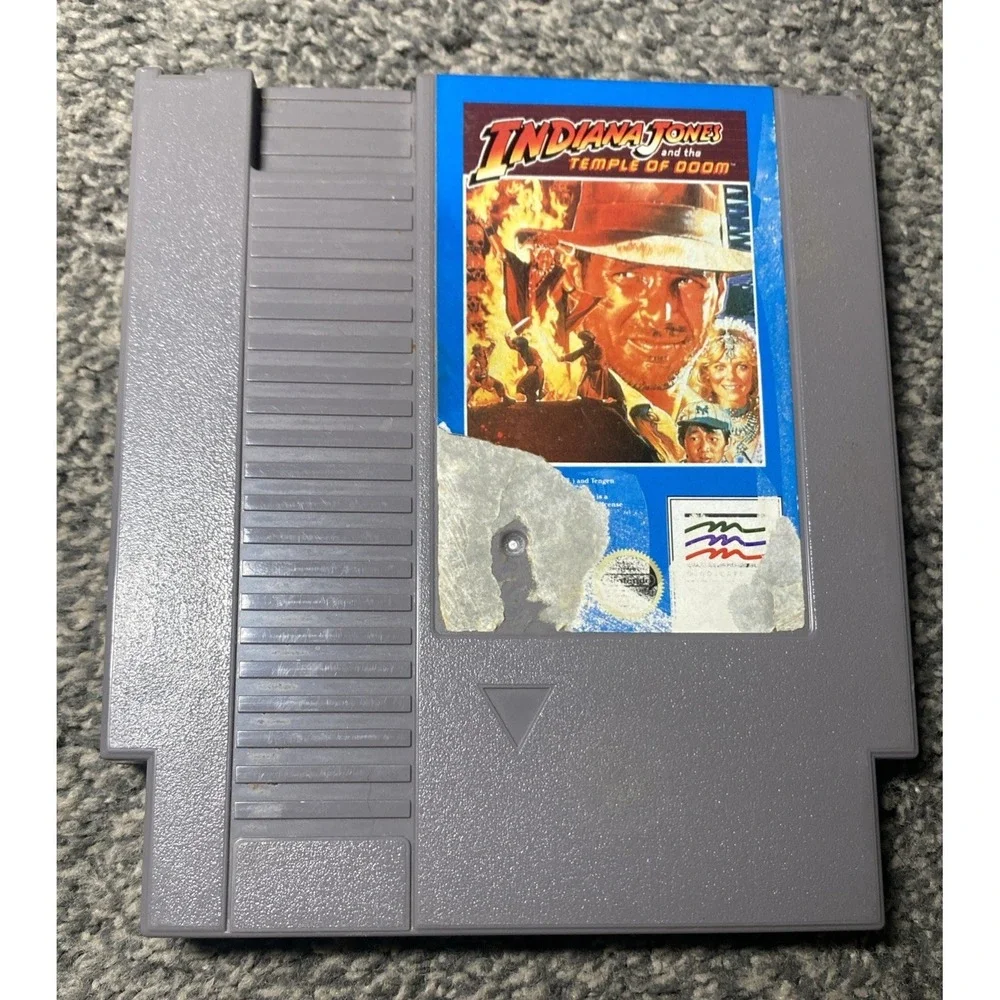 Indiana Jones and the Temple of Doom Gray Cart Nintendo Nes Tested Authentic